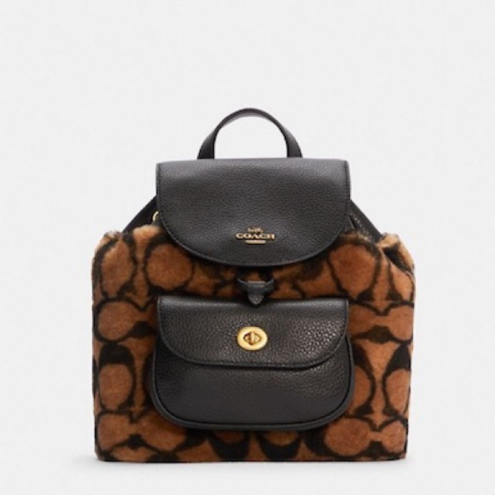 New💃Coach X Jennifer Lopez Pennie Backpack 22 In Signature Shearling - Picture 6 of 10